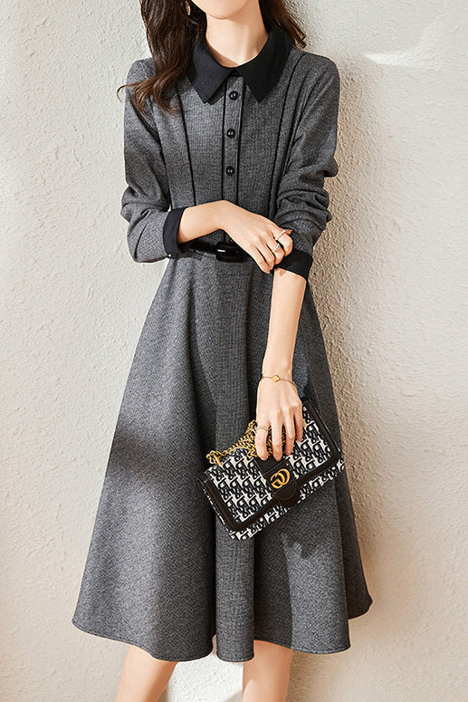 Retro Color Block Midi Dress - liwisi