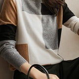 Two-tone plaid knitwear - liwisi