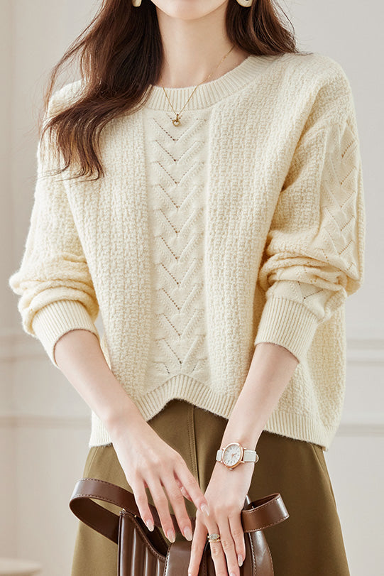 Round-neck Hollow Knitted Top - liwisi
