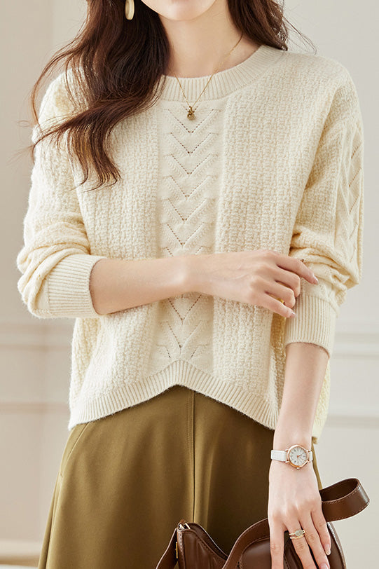 Round-neck Hollow Knitted Top - liwisi