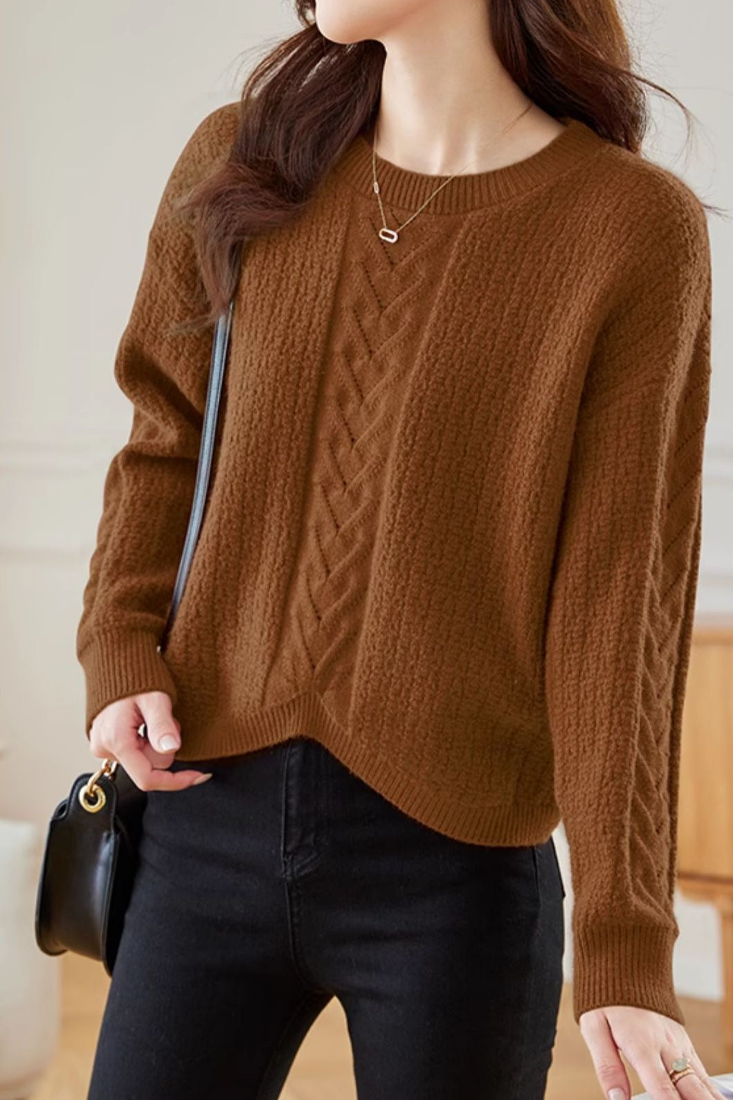 Round-neck Hollow Knitted Top - liwisi