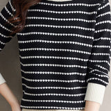 Half Turtleneck Striped Knitted Top - liwisi