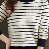 Half Turtleneck Striped Knitted Top - liwisi