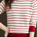 Half Turtleneck Striped Knitted Top - liwisi