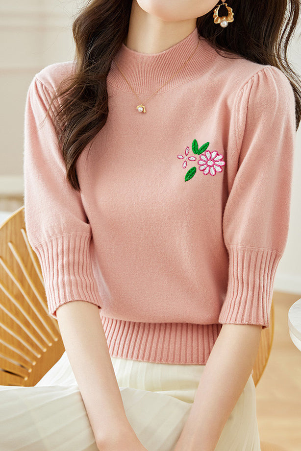 Elegant Embroidered Knitted Top - liwisi