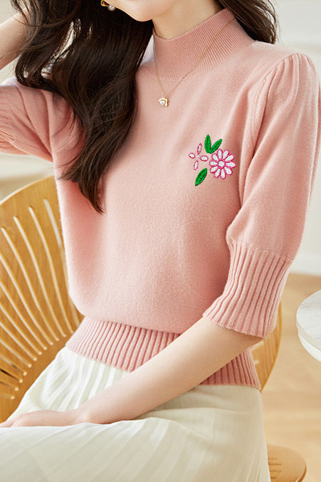 Elegant Embroidered Knitted Top - liwisi