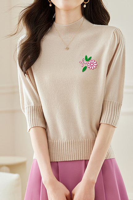 Elegant Embroidered Knitted Top - liwisi