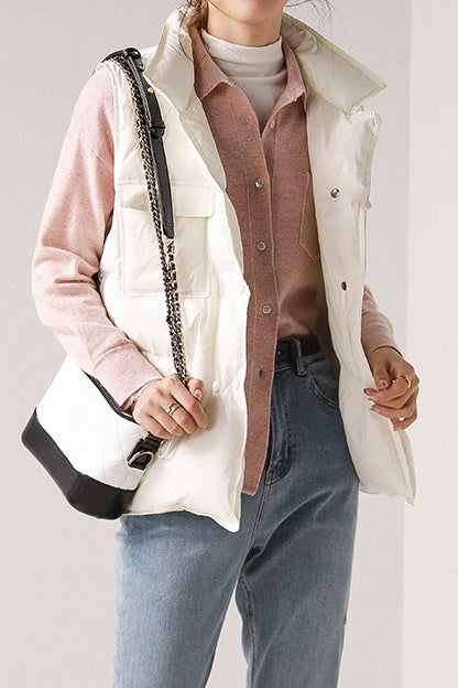 Drawstring cinched-waist down vest - liwisi