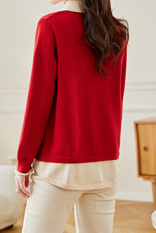 Loose spliced fake two-piece knitted sweaters - liwisi