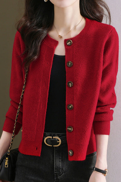 Solid-color short sweater outerwear - liwisi