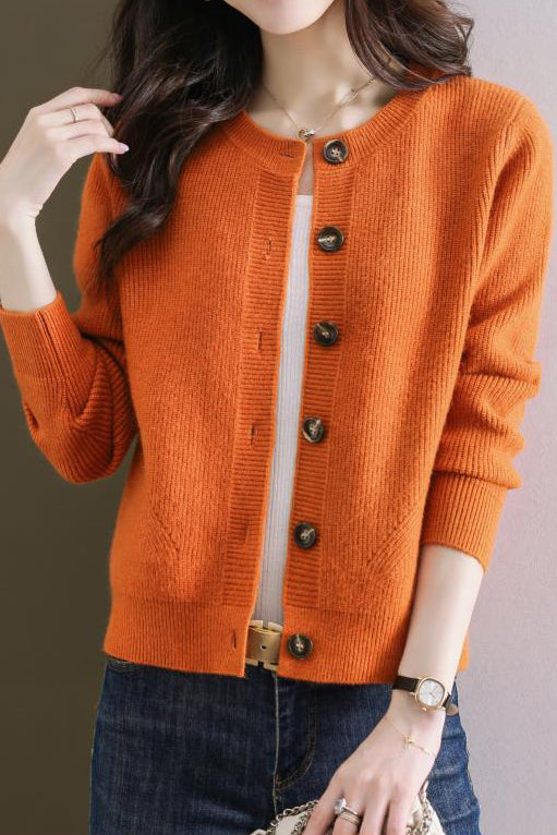 Solid-color short sweater outerwear - liwisi