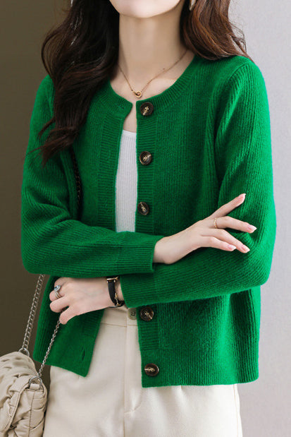 Solid-color short sweater outerwear - liwisi