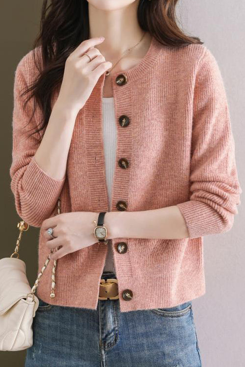 Solid-color short sweater outerwear - liwisi