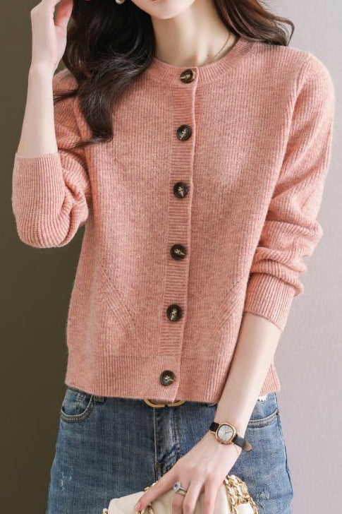 Solid-color short sweater outerwear - liwisi