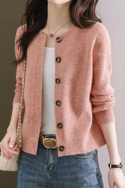 Solid-color short sweater outerwear - liwisi