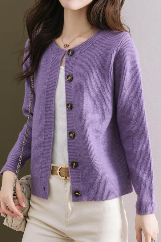 Solid-color short sweater outerwear - liwisi