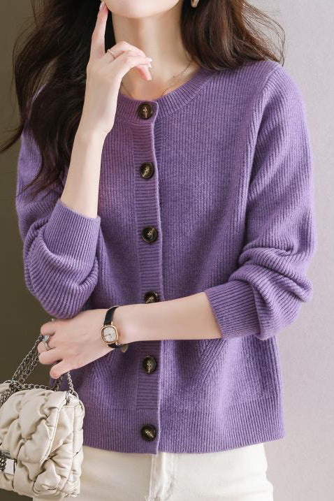 Solid-color short sweater outerwear - liwisi