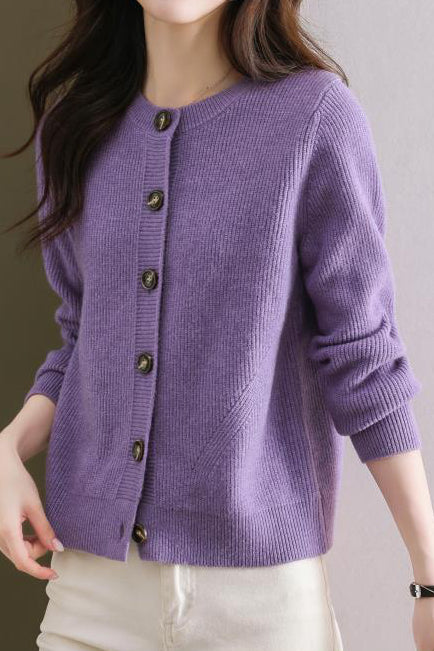 Solid-color short sweater outerwear - liwisi