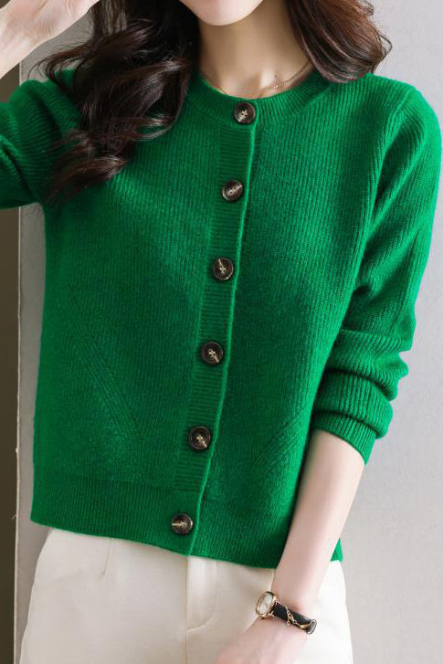 Solid-color short sweater outerwear - liwisi