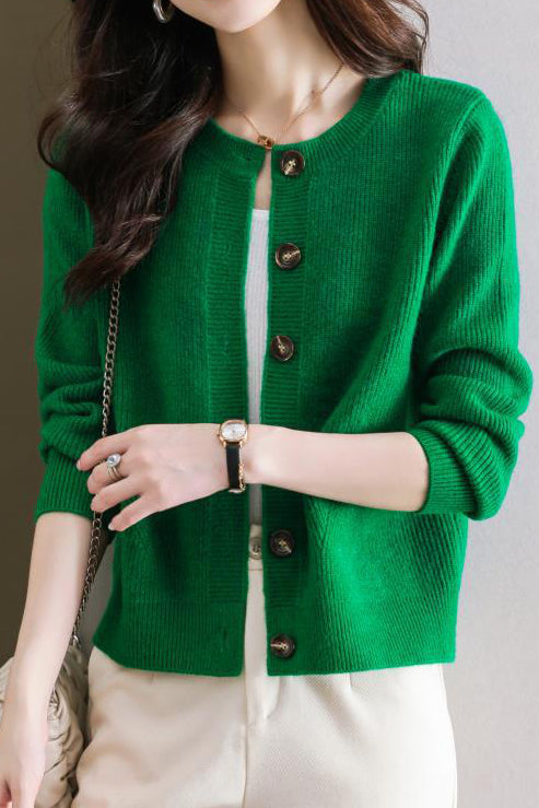 Solid-color short sweater outerwear - liwisi