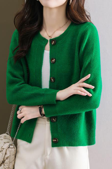 Solid-color short sweater outerwear - liwisi