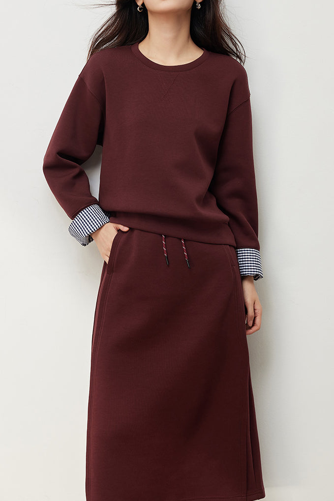 Simple sweatshirt and half skirt set - liwisi