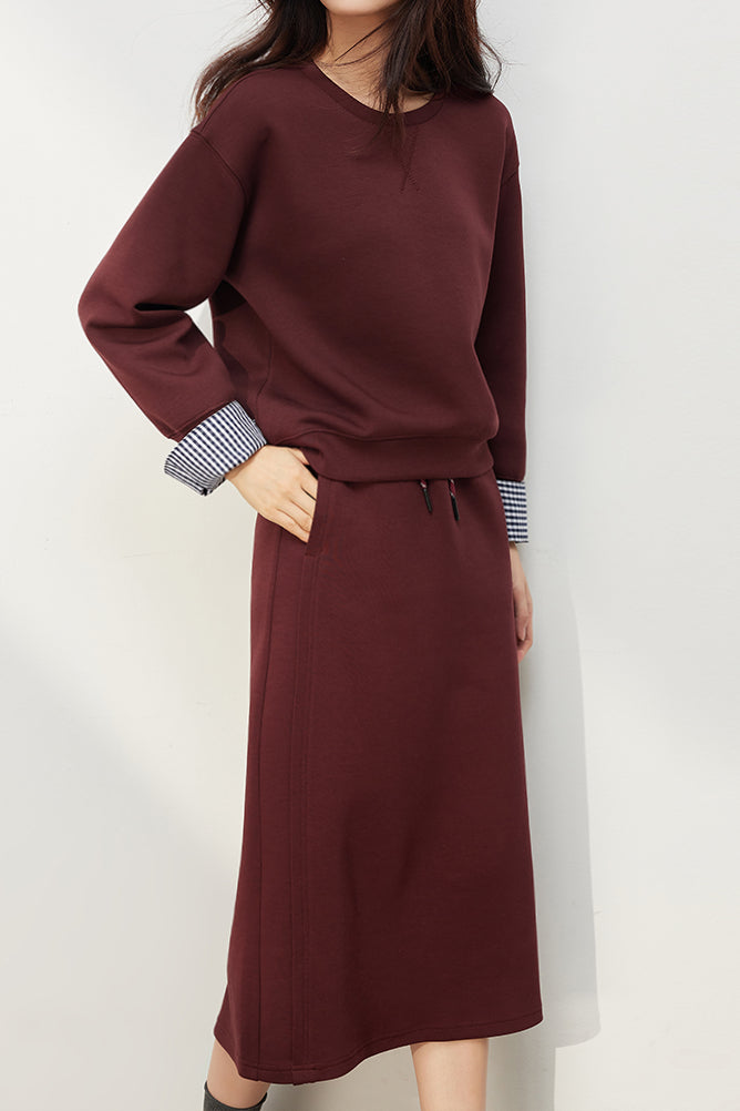 Simple sweatshirt and half skirt set - liwisi