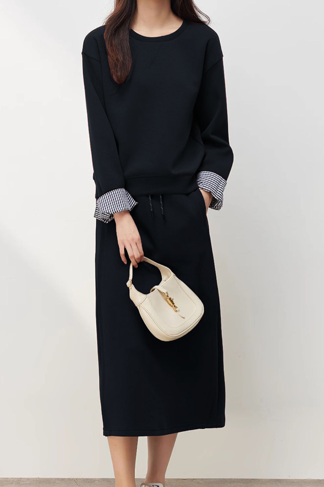 Simple sweatshirt and half skirt set - liwisi
