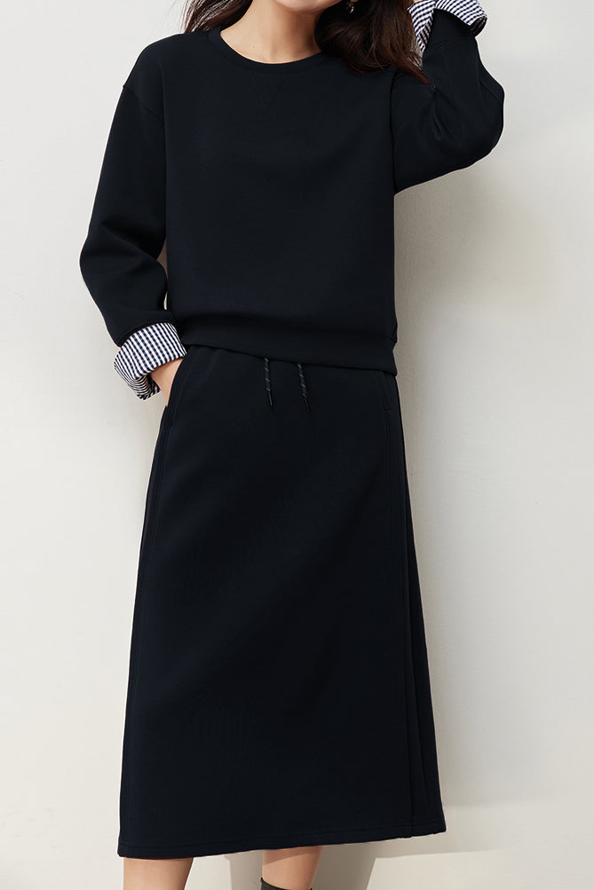 Simple sweatshirt and half skirt set - liwisi