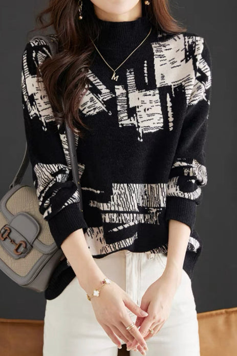 Half-turtleneck knitted base layer tops - liwisi