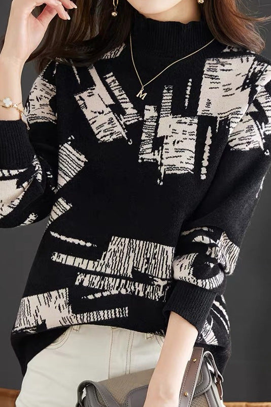 Half-turtleneck knitted base layer tops - liwisi