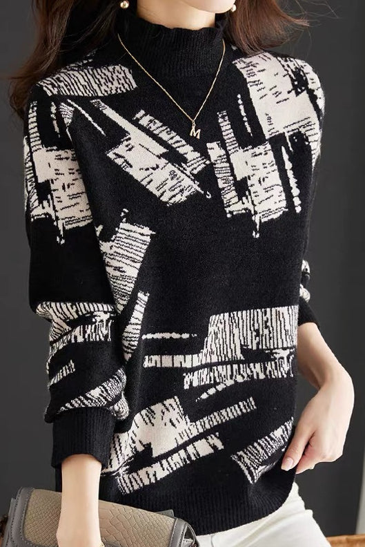 Half-turtleneck knitted base layer tops - liwisi