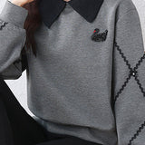 Fake two-piece lapel sweatshirt - liwisi