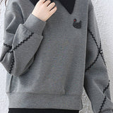 Fake two-piece lapel sweatshirt - liwisi