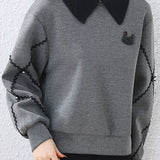 Fake two-piece lapel sweatshirt - liwisi