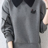 Fake two-piece lapel sweatshirt - liwisi