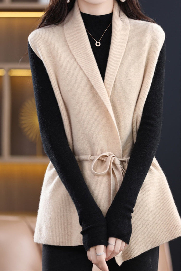 Tied sleeveless waistcoat - liwisi