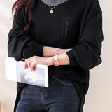 Half-high collar spliced color-block casual sweatshirt - liwisi