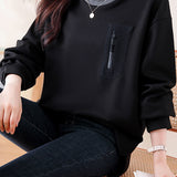 Half-high collar spliced color-block casual sweatshirt - liwisi