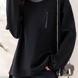 Half-high collar spliced color-block casual sweatshirt - liwisi