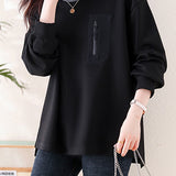 Half-high collar spliced color-block casual sweatshirt - liwisi