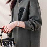 Half-high collar spliced color-block casual sweatshirt - liwisi