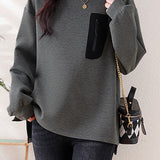 Half-high collar spliced color-block casual sweatshirt - liwisi