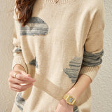 Round-neck spliced knitted sweaters - liwisi