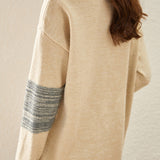 Round-neck spliced knitted sweaters - liwisi