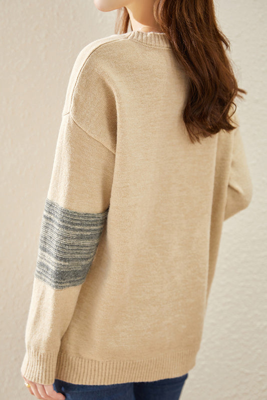Round-neck spliced knitted sweaters - liwisi