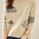 Round-neck spliced knitted sweaters - liwisi