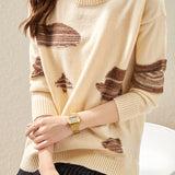 Round-neck spliced knitted sweaters - liwisi