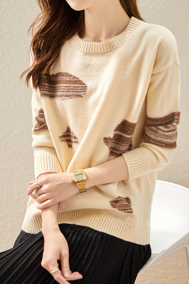 Round-neck spliced knitted sweaters - liwisi