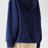 Hooded drawstring long-sleeved sweatshirt - liwisi